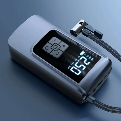 Inflador de neumáticos inalámbrico inteligente: bomba de aire recargable por USB de alta velocidad con pantalla digital y luz LED.