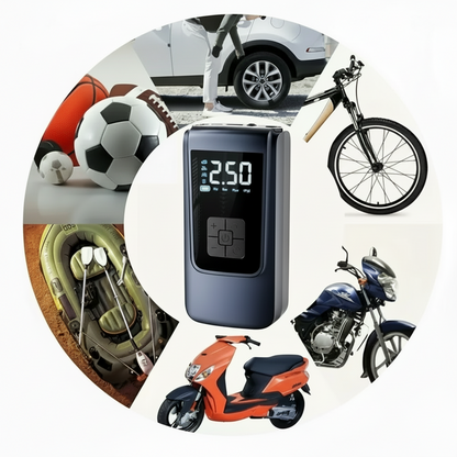 Inflador de neumáticos inalámbrico inteligente: bomba de aire recargable por USB de alta velocidad con pantalla digital y luz LED.